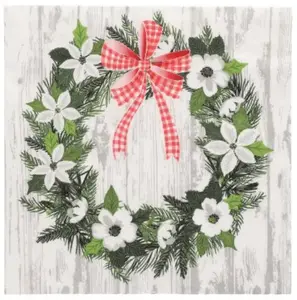 Салфетка Papstar 89359 текстильная многоцветная Christmas Wreath 330 x 330 мм, 15 шт.