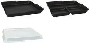 Многоразовая прямоугольная миска Papstar Circulware 97021 — без делений, чёрная, полипропилен с 30% минеральных наполнителей
