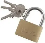 Padlock pavo brass padlock model 8037292 with 40 mm shackle width, includes 3 keys