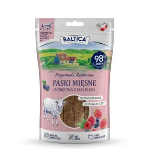 Лакомство для собак BALTICA Przysmaki Regionów мясные полоски с бараниной и малиной 90 г