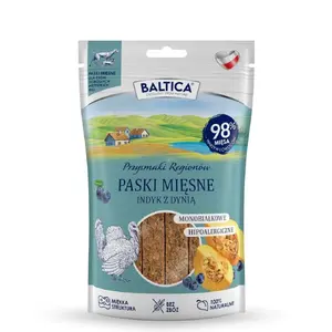 Лакомство для собак BALTICA Przysmaki Regionów мясные полоски с индейкой и тыквой – 90 г