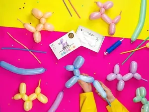 PartyDeco шарики модельные пастельные 130 см с насосом, 30 шт, цвета: светло‑жёлтый, светло‑оранжевый, лиловый, светло‑розовый, мятный, светло‑голубой