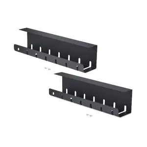 StarTech S2MB-DESK-CABLE-TRAY 2-Pack Under Desk Cable Management Tray, Metal Slotted Organizer