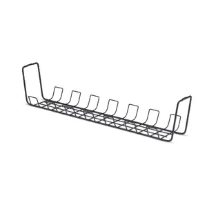StarTech.com S1MB-DESK-CABLE-TRAY Kabeļu pārvaldības paplāte galda apakšai, 24 collu metāla groza tipa organizators ar skrūvju montāžas iespēju un strāvas sloksnes turētāju, melns
