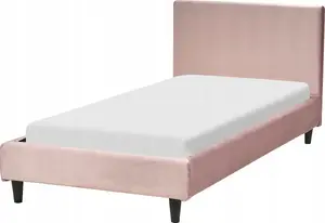 Кровать велюровая Beliani FITOU 90 x 200 см розовая