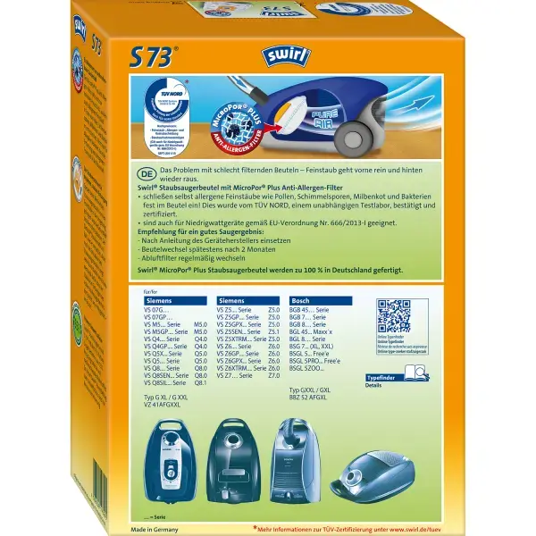 Универсальные мешки для пылесоса Swirl S73 Photo 2