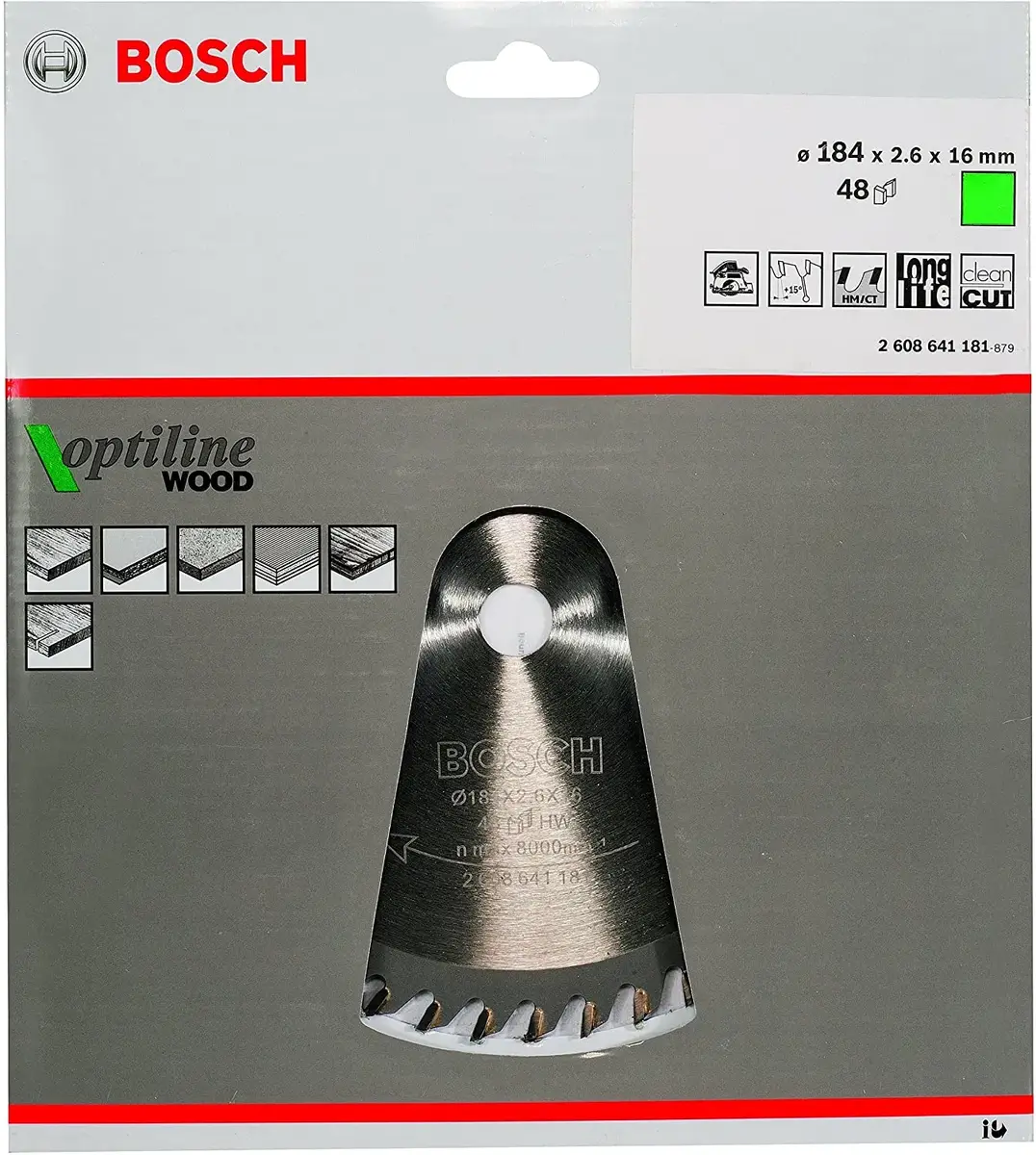Bosch Optiline Wood ripzāģa asmens 184 mm Photo 2