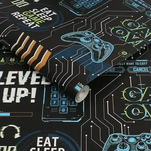 Superfresh Game Over tapetes 113258 melnas/daudzkrāsainas