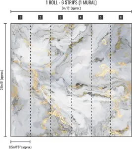KOMAR Precious Stone Photomural 119602 Grey and Gold