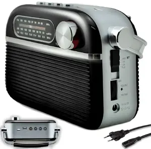 Retoo Portable FM Kitchen and Workshop Radio, Mains and Battery Powered