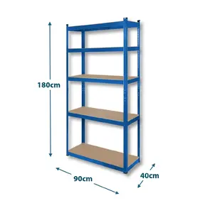 Rebel RB-1251BLUE Durable Transformable Metal Shelving Unit, Blue Galvanized