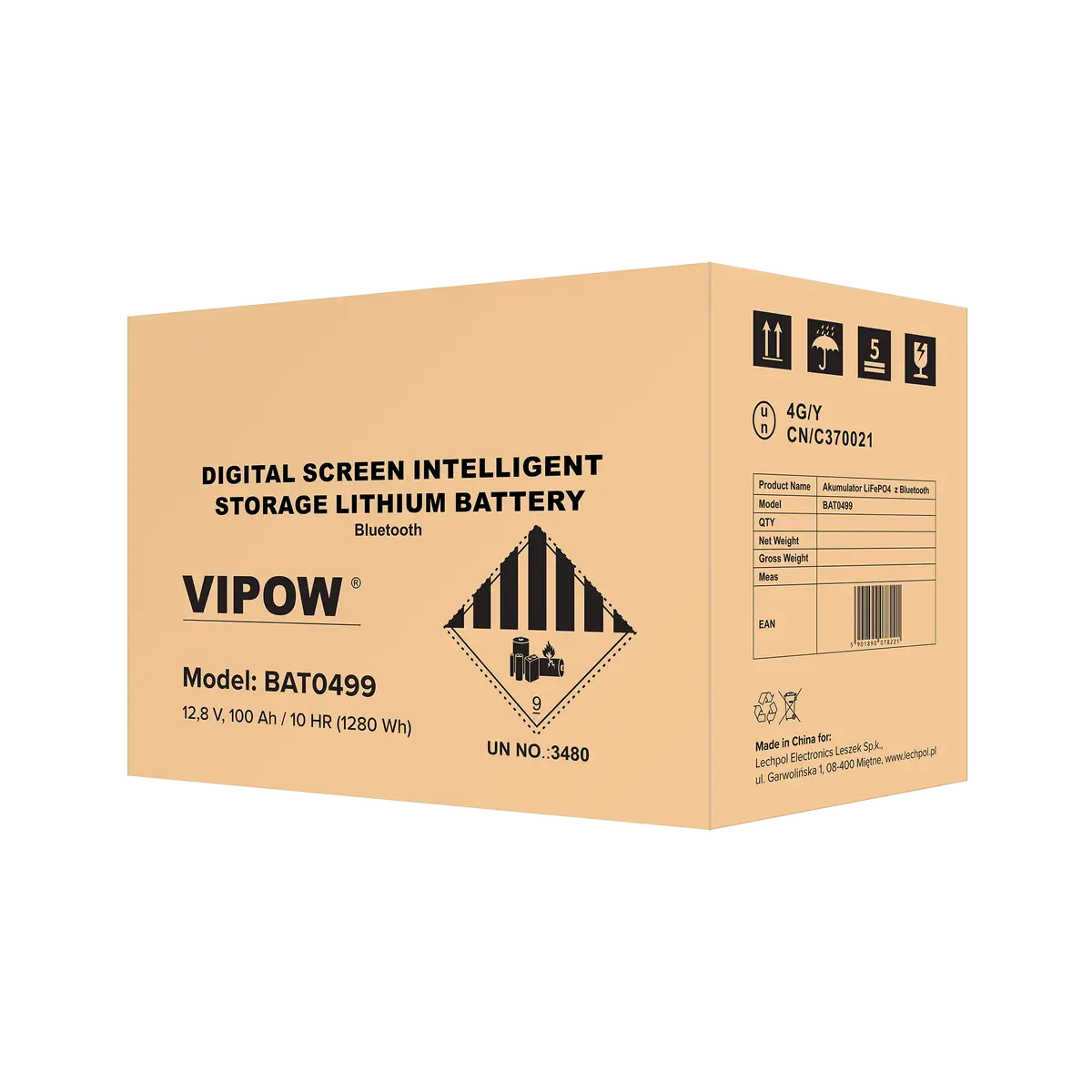 Vipow LiFePO4 12.8V 100Ah akumulators ar Bluetooth Photo 3