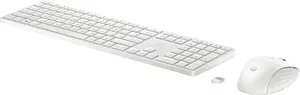 HP 655 Wireless Keyboard and Mouse Combo, Full-size, RF Wireless + USB, White