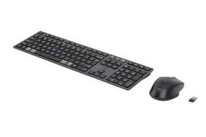 HP 720 Multi-Device Rechargeable Wireless Keyboard and Mouse Combo, Full-size, USB + Bluetooth, AZERTY Belgian Layout, Black