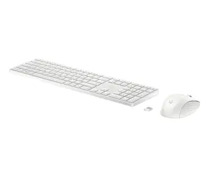 HP 655 Wireless Keyboard and Mouse Combo, Full-size, RF Wireless + USB, White