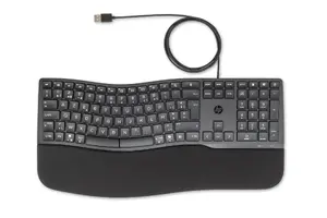 HP 480 Comfort Wired Keyboard, Full-size, USB, Belgian AZERTY Layout, Black