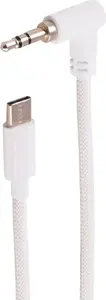 ShiverPeaks Audio Cable, 3.5mm Angled to Straight Plug, Analog, White, 2m