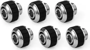 Alphacool Apex Grip Hose Fitting 13/10mm G1/4 Chrome, 6-Piece Set