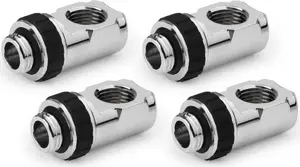 Alphacool Apex Grip 90° G1/4 Male to Female Rotary Adapter, Chrome, 4-Pack