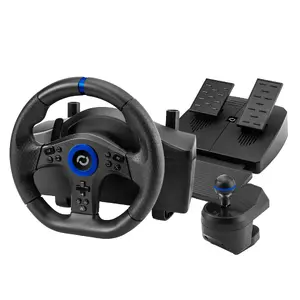 Игровой руль Blade BL7002 с педалями и рычагом переключения передач для ПК и PlayStation 5, USB, черный и синий, угол поворота 270°