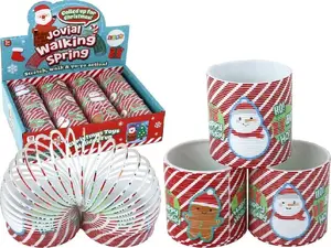 Игрушка-пружинка LEANToys классическая красно-белая с рождественским мотивом 6 см