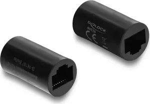 Delock RJ45 Network Cable Coupler Cat.6 Female to Female Cylindrical Black
