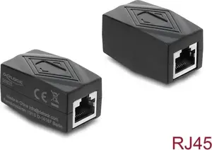 Delock RJ45 savienotājs Cat.6 ekranēts, sievišķais uz sievišķo, melns
