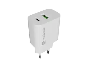 Natec Ribera USB Charger 1X USB-A + 1X USB-C 20W, White