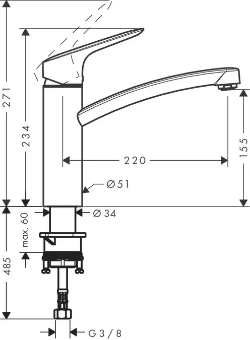 Кухонный смеситель Hansgrohe Logis 160 - Хром Photo 2