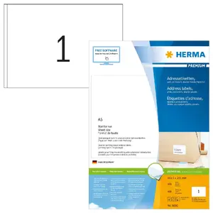 HERMA Premium Address Labels, A5 148.5x205 mm, White Matte Paper, 400 Labels