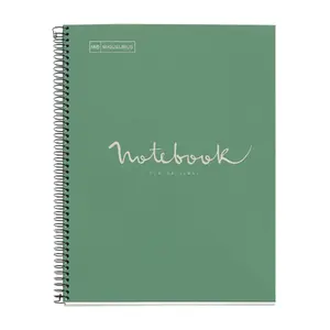 MAUL A613551 A4 Writing Notebook, 80 Sheets, Lined, Hardcover, Green