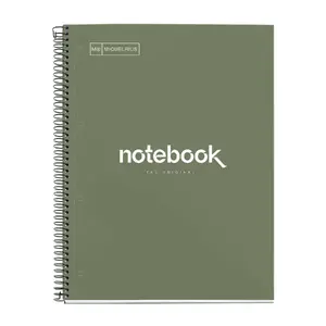 MAUL A460459 A4 Writing Notebook, 80 Sheets, Squared Paper, Green Hardcover