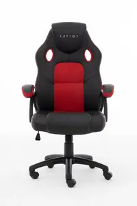 Raptor Gaming GS-40 PC Gaming Chair, Padded Seat, Black and Red