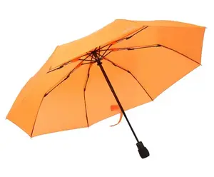 EuroSCHIRM Light Trek Automatic Compact Rain Umbrella, Orange, Fiberglass and Polyester