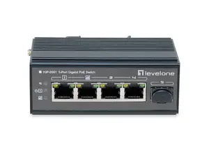 LevelOne 5-Port Gigabit Industrial Switch, DIN-Rail, PoE, -30°C to 65°C