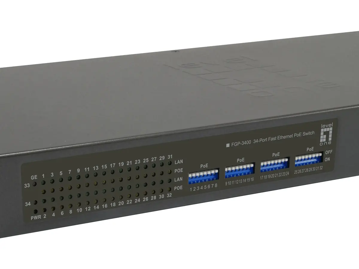 LevelOne 34-portu Fast Ethernet PoE komutators 250W Photo 2