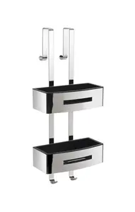 Poseidon Rectangular Shower Basket, Polished Chrome and Black