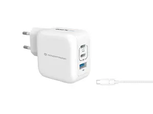 Зарядное устройство Conceptronic 67 Вт GaN USB PD с 2 портами USB-C и 1 портом USB-A, QC 3.0, PPS и кабелем 1.5 м