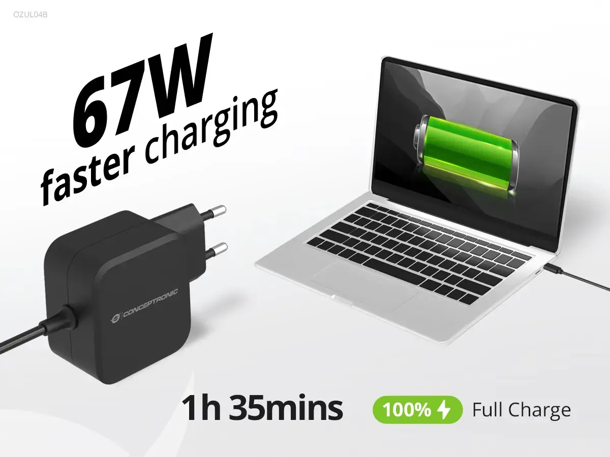 Conceptronic OZUL04BE 67W GaN USB-C Charger Photo 3