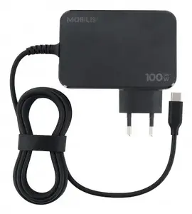 Mobilis 020023 universālais iekštelpu strāvas adapteris 100W ar USB Type-C savienotāju