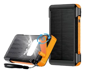 2GO 797255 Solar and Hand Crank Power Bank, 10000mAh, 3A, Black/Orange