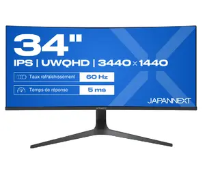 Изогнутый монитор JAPANNEXT JN-IPS340UWQHD60C-C65W-HS 34 дюйма, IPS, 3440 x 1440 UltraWide Quad HD, USB-C 65W