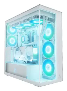 ARCTIC Xtender VG White Premium E-ATX Midi Tower datora korpuss ar vertikālu GPU montāžu