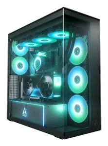 ARCTIC Xtender VG Midi Tower E-ATX PC Case, Mirror Black, Vertical GPU Mounting