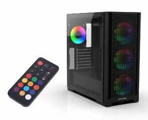 Inca EMG-17XB Midi Tower datora korpuss, ATX, melns, ar sānu logu un 4 iepriekš uzstādītiem ventilatoriem