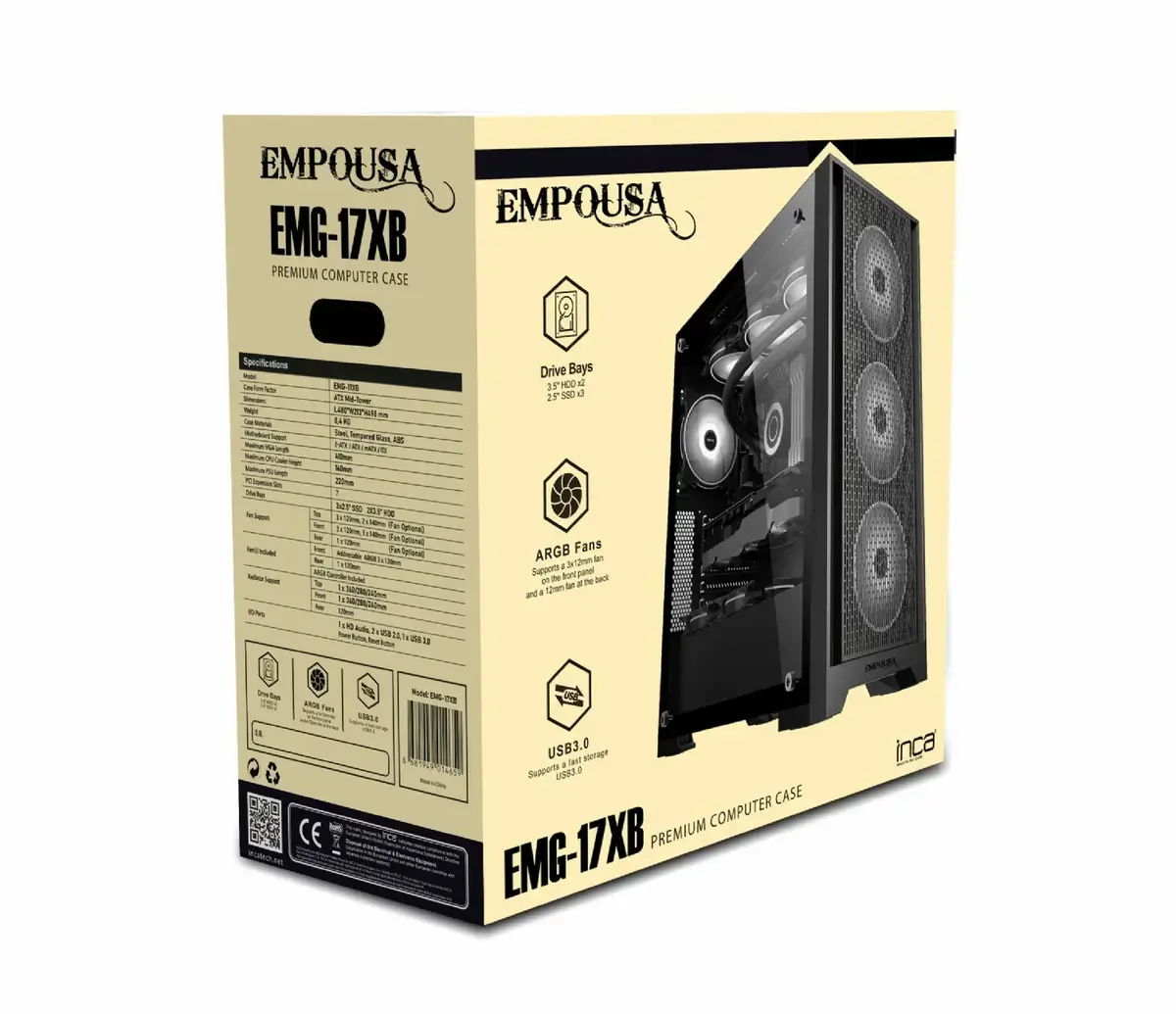 Inca EMG-17XB Midi Tower datora korpuss Photo 9