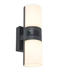 LUTEC CYRA LED Outdoor Wall Light, 16.5W, 3000K, Grey, with Motion Sensor