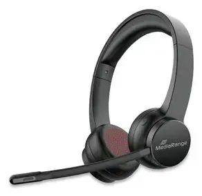 MediaRange MROS307 Wireless Supraaural Headset with Bluetooth and USB Type-C, Black