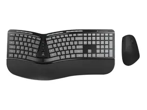 Conceptronic ERGO Wireless Ergonomic Keyboard and Mouse Kit, Full-size, QWERTY US English, Black