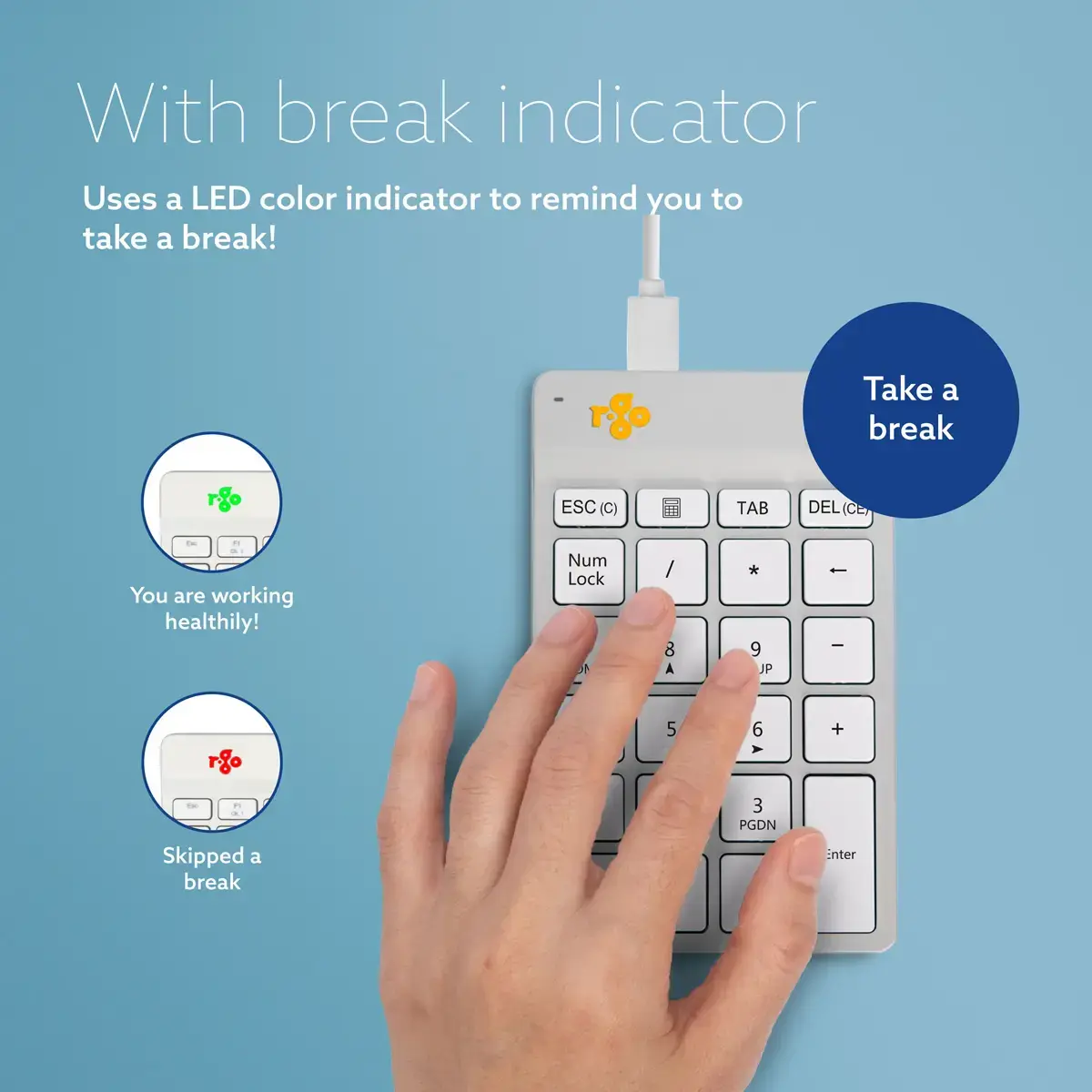 R-Go Tools Numpad Break ergonomiska ciparu tastatūra Photo 5